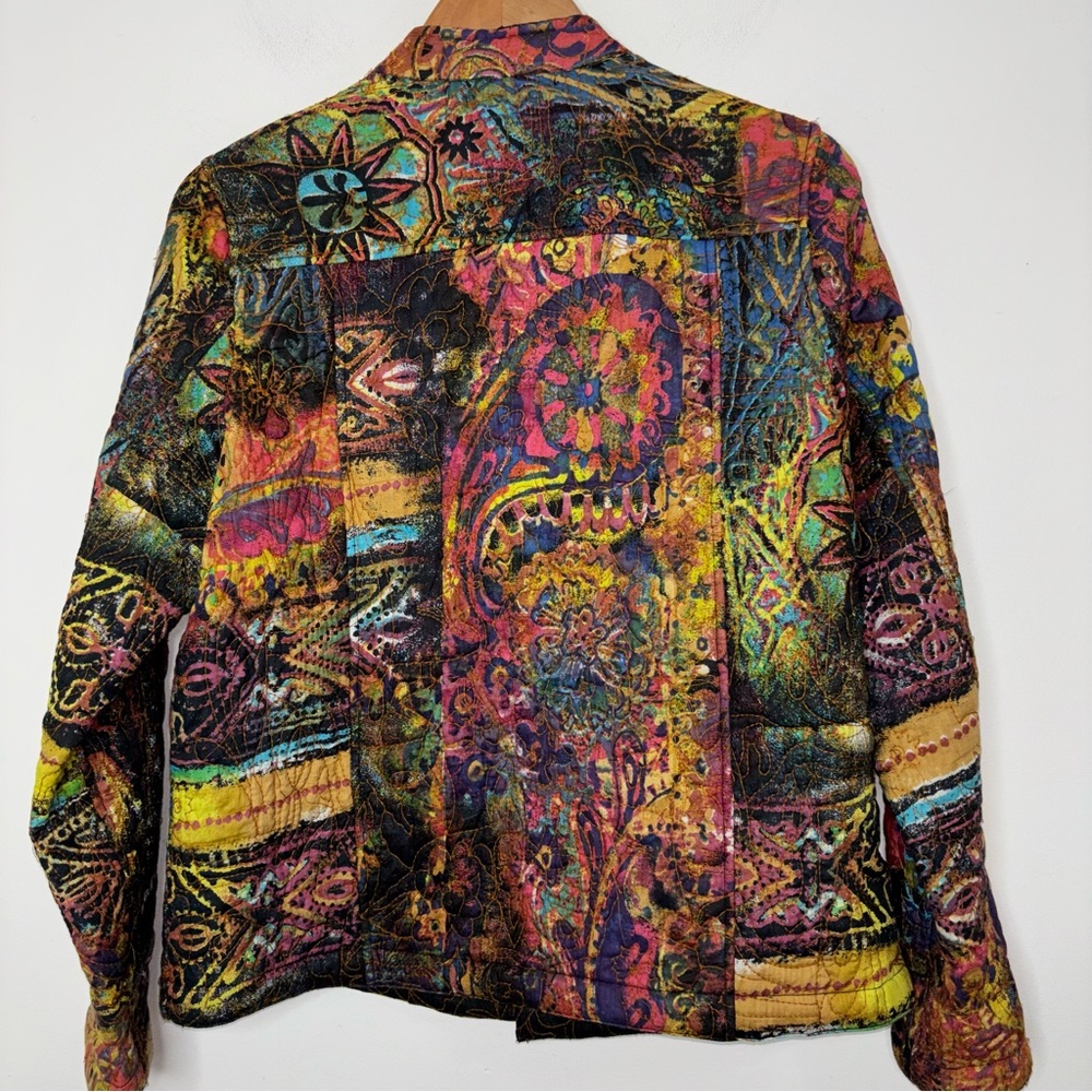 Chadwicks Reversible Jacket Women 12 Quilted Art to Wear Textured Print Colorful - Picture 7 of 16